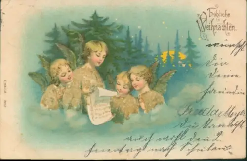 Ak Frohe Weihnachten, Engel