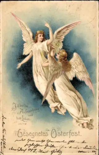 Litho Glückwunsch Ostern, Engel