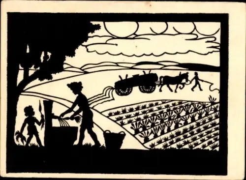 Scherenschnitt Ak Schwendy, Jürgen, Iß nie Gemüse ungewaschen, sonst kannst Du leicht die Würmer..