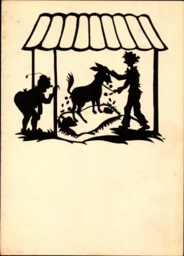 Scherenschnitt Künstler Ak Wagner, Suse, Goldesel