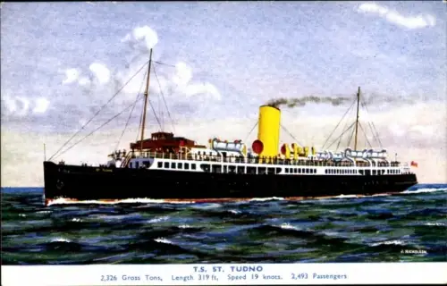 Ak TS St. Tudno, Passagierdampfer