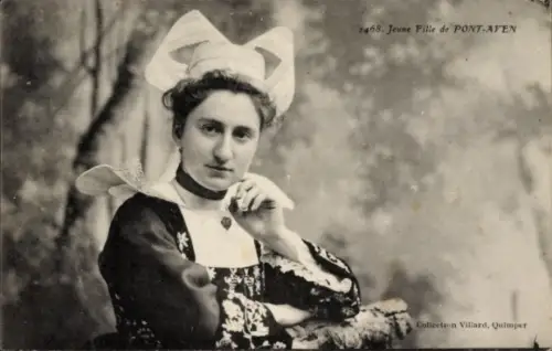 Ak Pont Aven Finistère, Junge Frau in Tracht