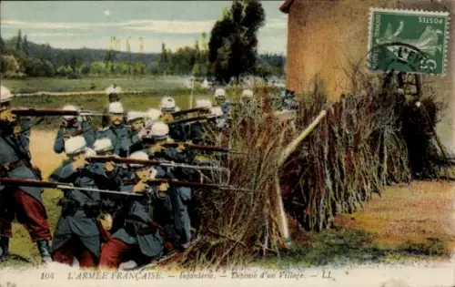 Ak Französische Armee, Infanterie, Defense d'un Village