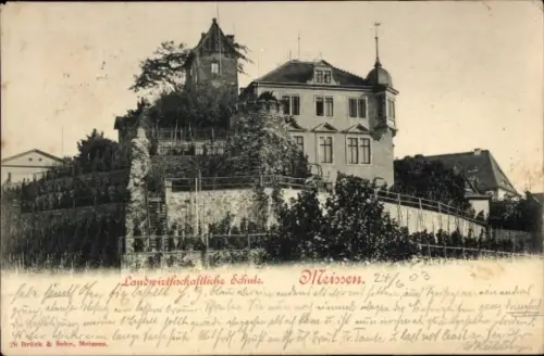 Ak Meißen an der Elbe, Landwirtschaftliche Schule