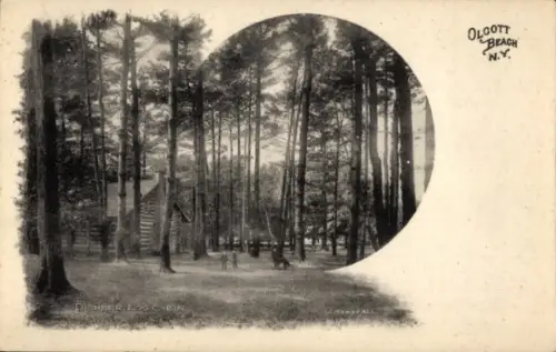 Ak Olcott Beach New York USA, Pioneer Log Cabin