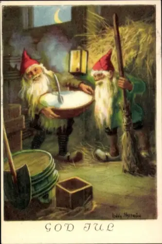 Künstler Ak Nyström, Jenny, Weihnachten, Zwerge