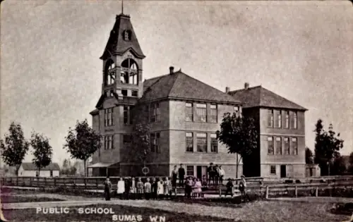 Ak Sumas Washington USA, Schulgebäude