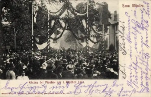 Ak Hann. Münden in Niedersachsen, Einzug der Pioniere am 1. Oktober 1901