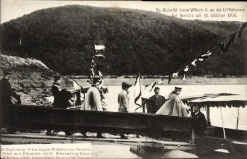 Ak Gemünd Schleiden in der Eifel, Urfttalsperre, Besuch Kaiser Wilhelm II 1906, Prinz August Wilhelm