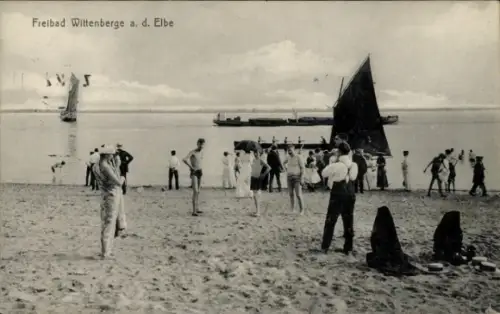 Ak Hamburg Altona Rissen, Freibad Wittenberge, Strandpartie