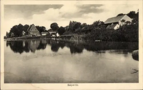 Ak Kołki Rohrbeck Kreis Arnswalde Neumark Ostbrandenburg, Seepartie, ruhiger See, Ufer mit Bäumen