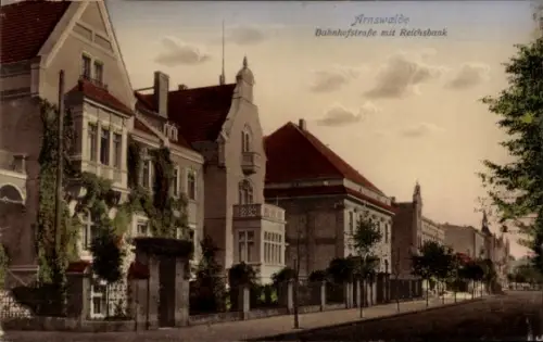 Ak Choszczno Arnswalde Ostbrandenburg,  Bahnhofstraße, Reichsbank
