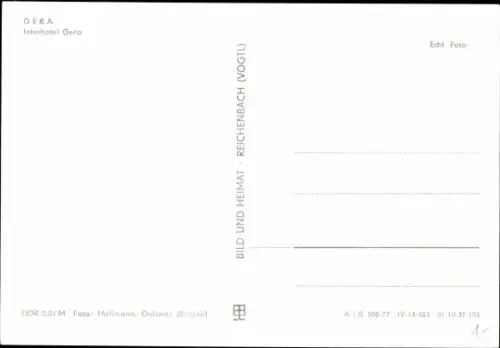 Ak Gera in Thüringen, Interhotel Gera