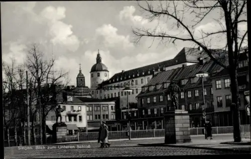Ak Siegen, Blick zum Unteren Schloss