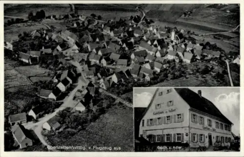 Ak Oberstetten Amt Bernloch Hohenstein Württemberg, Fliegeraufnahme, Gasthaus zum Adler