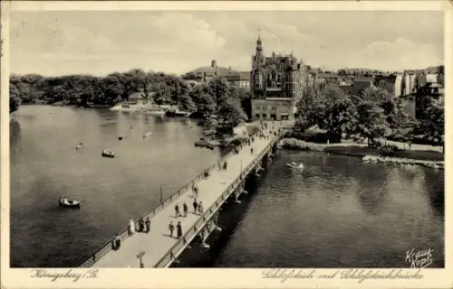 Ak Kaliningrad Königsberg Ostpreußen, Schlossteich, Schlossteichbrücke