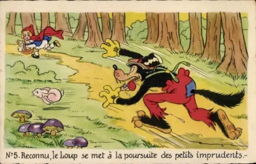 Ak Walt Disney, Rotkäppchen, Wolf