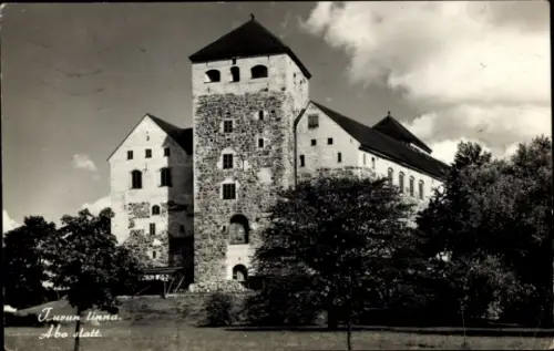 Ak Turku Åbo Finnland, Turun linna, Abo slatt, Altbau, Steinmauer, Bäume