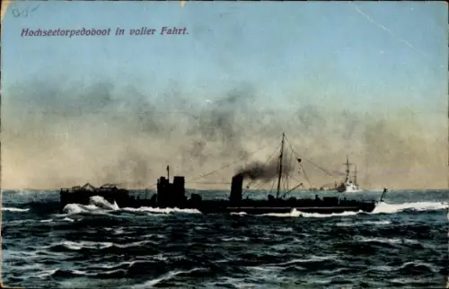 Ak Deutsches Kriegsschiff, Hochseetorpedoboot in voller Fahrt, Kaiserliche Marine