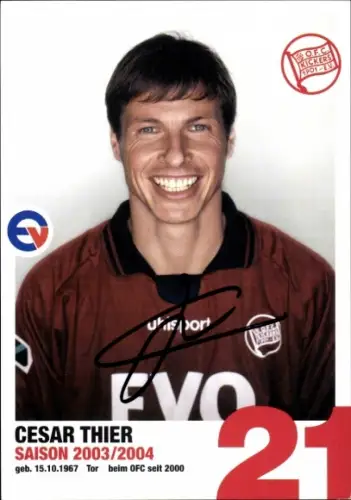 Autogrammkarte Fußballer Cesar Thier, Kickers Offenbach, Autogramm