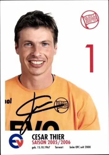 Autogrammkarte Fußballer Cesar Thier, Kickers Offenbach, Autogramm