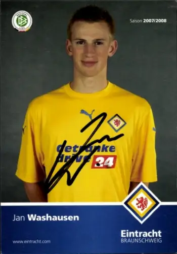 Autogrammkarte Fußballer Jan Washausen, Eintracht Braunschweig, Autogramm