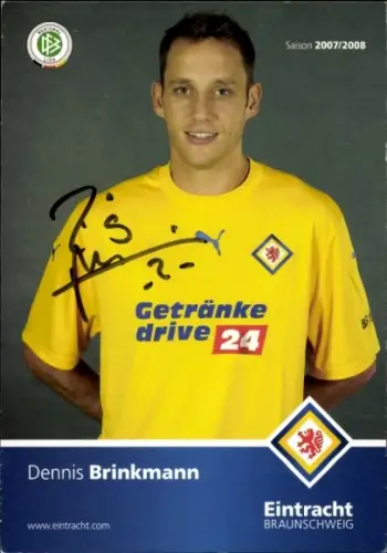 Autogrammkarte Fußballer Dennis Brinkmann, Eintracht Braunschweig, Autogramm