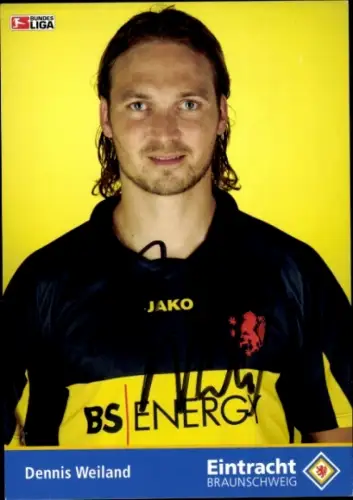 Autogrammkarte Fußballer Dennis Weiland, Eintracht Braunschweig, Autogramm