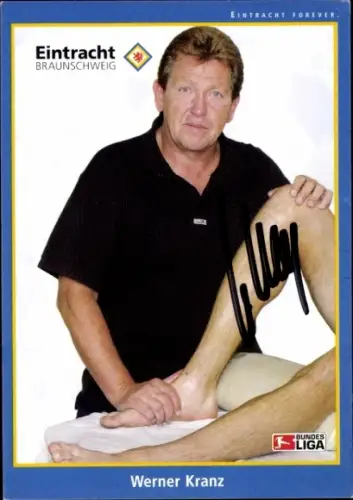 Autogrammkarte Physiotherapeut Werner Kranz, Eintracht Braunschweig, Autogramm