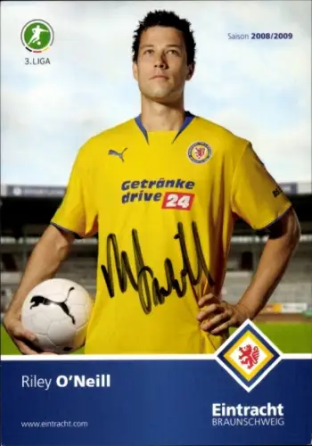 Autogrammkarte Fußballer Riley O'Neill, Eintracht Braunschweig, Autogramm