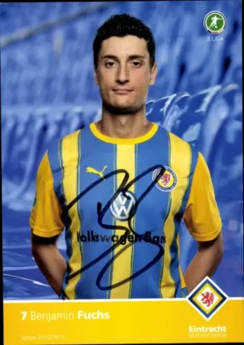 Autogrammkarte Fußballer Benjamin Fuchs, Eintracht Braunschweig, Autogramm
