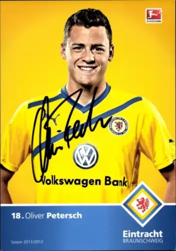 Autogrammkarte Fußballer Oliver Petersch, Eintracht Braunschweig, Autogramm