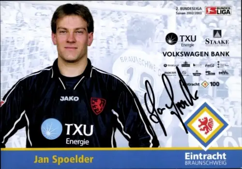 Autogrammkarte Fußballer Jan Spoelder, Eintracht Braunschweig, Autogramm