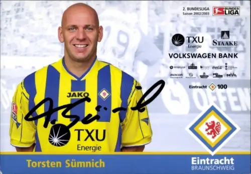 Autogrammkarte Fußballer Torsten Sümnich, Eintracht Braunschweig, Autogramm