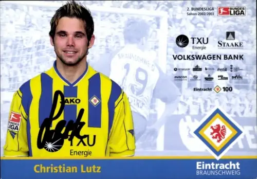 Autogrammkarte Christian Lutz, Eintracht Braunschweig, Autogramm