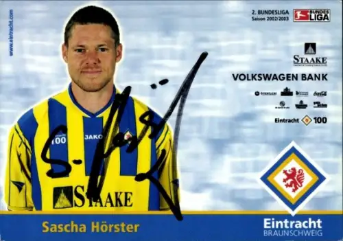 Autogrammkarte Fußballer Sascha Hörster, Eintracht Braunschweig, Autogramm
