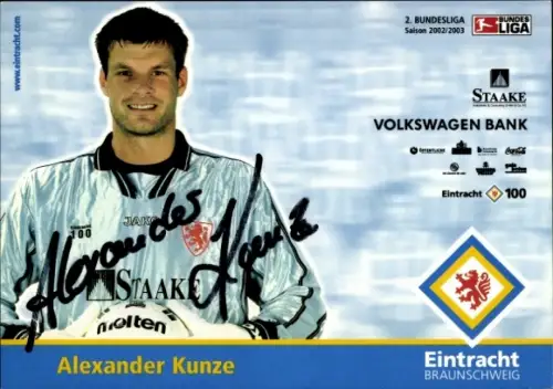 Autogrammkarte Fußballer Alexander Kunze, Eintracht Braunschweig, Autogramm