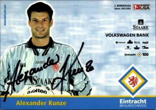 Autogrammkarte Fußballer Alexander Kunze, Eintracht Braunschweig, Autogramm