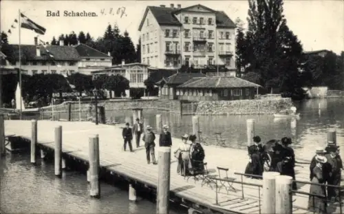 Ak Bad Schachen Lindau am Bodensee Schwaben, Seebrücke