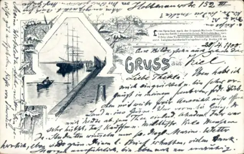 Ak Kiel, Hafen, Segelschiff