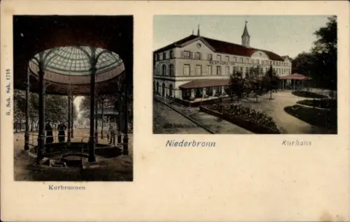 Ak Niederbronn les Bains Bad Niederbronn Elsass Bas Rhin, Kurhaus, Kurbrunnen