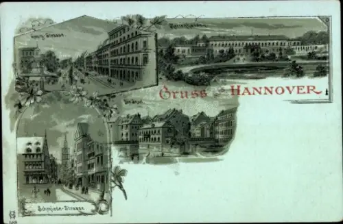 Litho Hannover, Georgstraße, Herrenhausen, Schmiedestraße, Die Insel