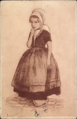 Künstler Ak Mädchen in Niederländischer Tracht, Portrait