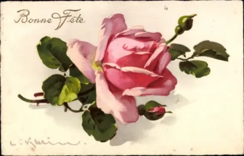 Künstler Ak Klein, Catharina, Rosa Rose, Glückwunsch