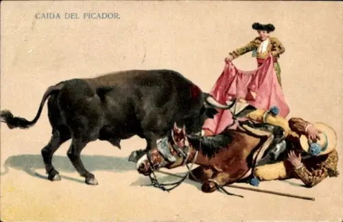 Litho Caida del Picador, Stierkampf, Torero