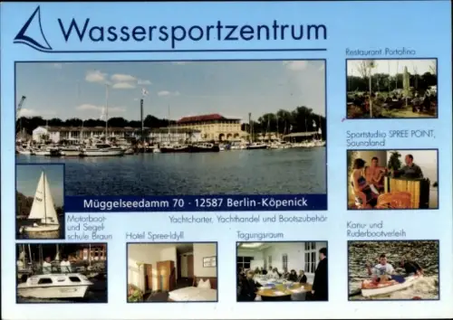 Ak Berlin Köpenick, Wassersportzentrum Müggelseedamm 70, Sportstudio Spree Point, Rest. Portofino