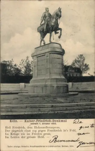 Ak Köln am Rhein, Kaiser-Friedrich-Denkmal
