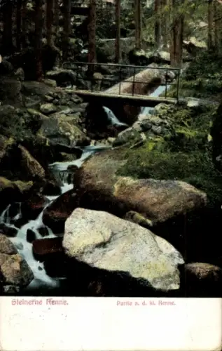 Ak Hasserode Wernigerode am Harz, Steinerne Renne,  Brücke, Felsen, Wasserlauf
