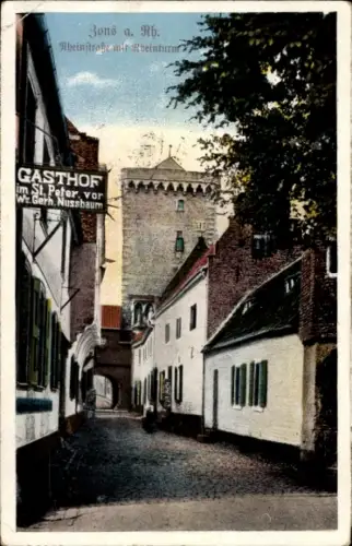 Ak Zons Dormagen am Niederrhein, Rheinstraße, Rheinturm, Gasthof im St. Peter