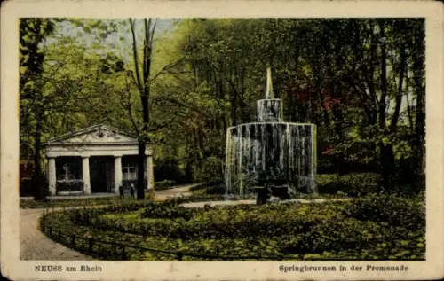 Ak Neuss am Rhein, Springbrunnen, Promenade, Neuss am Rhein